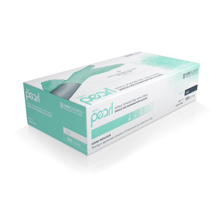 Unigloves Mint Pearl Nitrile Gloves (Case of 10)