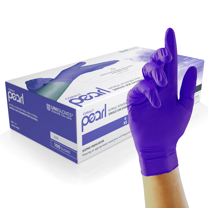 Unigloves Cobalt Pearl Nitrile Gloves (Case of 10)