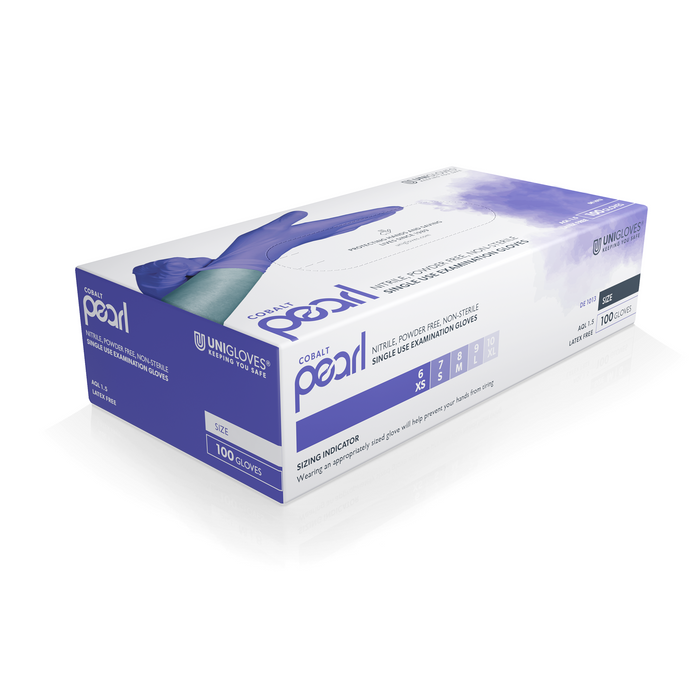 Unigloves Cobalt Pearl Nitrile Gloves (Case of 10)