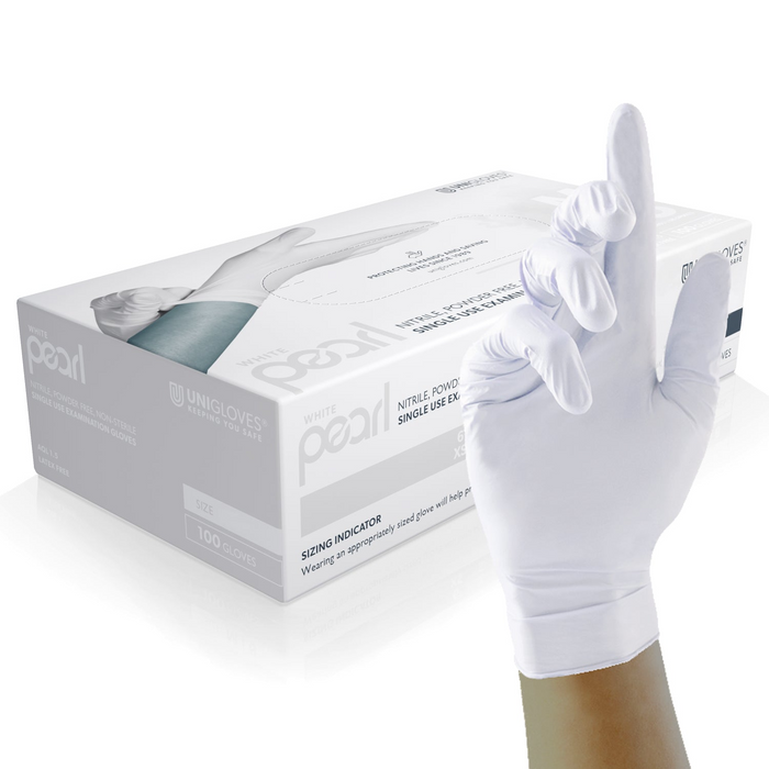 Unigloves White Pearl Nitrile Gloves