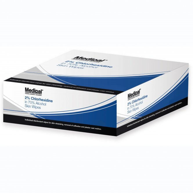 Medipal 70% Alcohol Chlorhexidine Skin Wipes Pack of 100 (Different Sizes)