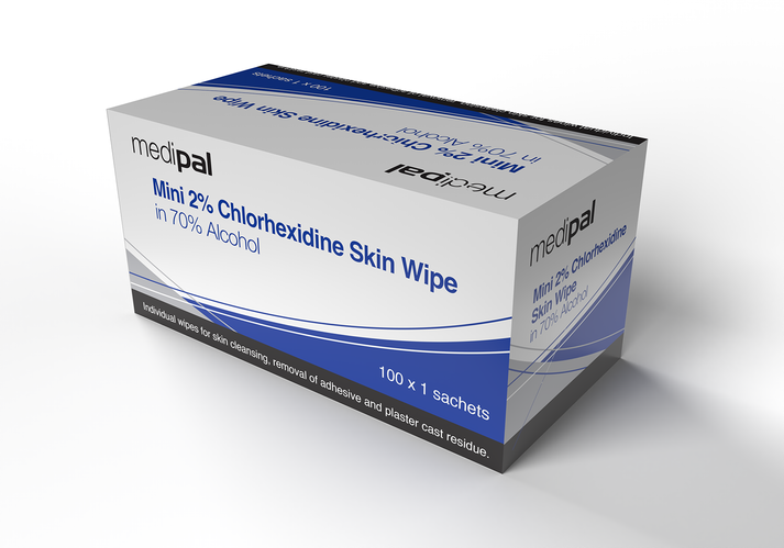 Medipal 70% Alcohol Chlorhexidine Skin Wipes Pack of 100 (Different Sizes)