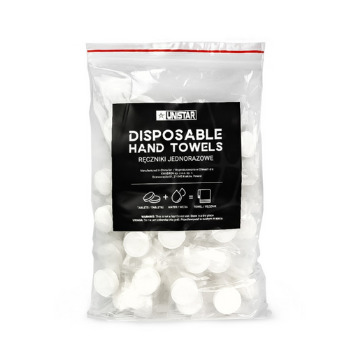 Unistar Disposable Hand Towels – compressed towel tablets (box of 100)