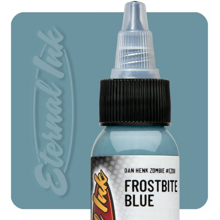 Bottle of Eternal Ink – Frostbite Blue from the Zombie Tattoo Ink Collection
