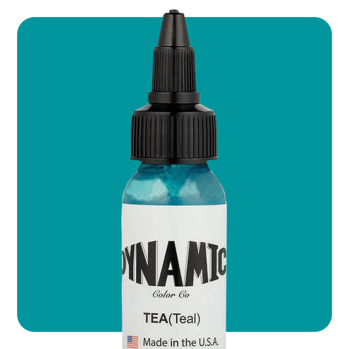 Dynamic Color Teal Tattoo Ink – 1oz bottle with bold teal pigment for aquatic and surreal tattoo styles