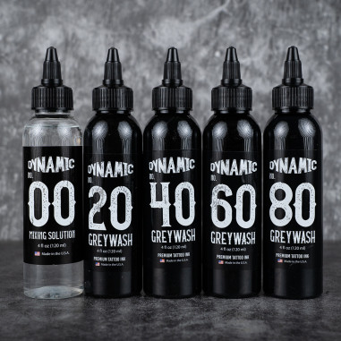 Set of five black bottles labeled with numbers and 'Dynamic' branding on a dark background