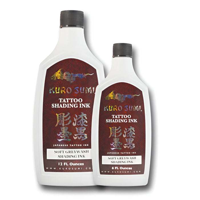 Main: Kuro Sumi Soft Graywash 6oz & 12oz bottles – authentic Japanese soft shading tattoo ink