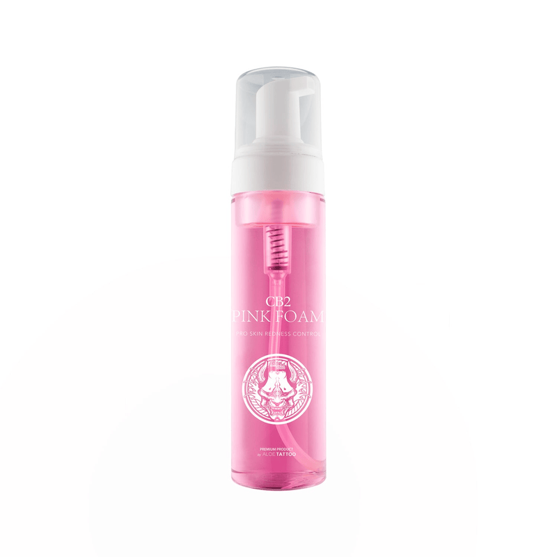 Aloe Tattoo CB2 Pink Soap Foam 220ml bottle for cleansing and soothing tattooed skin