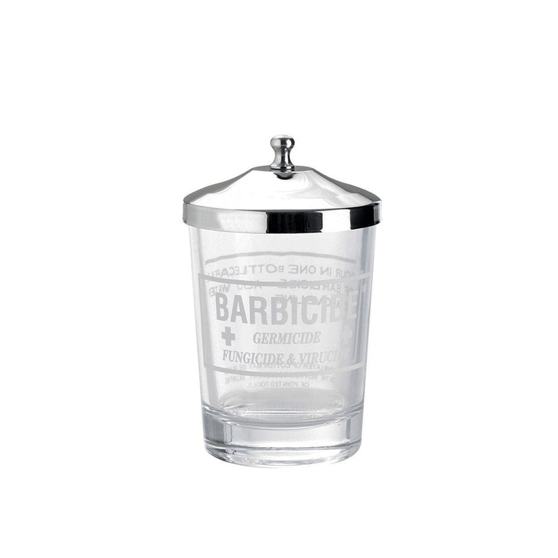 Barbicide Disinfecting Jar – Stainless-Steel and Glass Hygiene Container for Tattoo and Piercing Tools