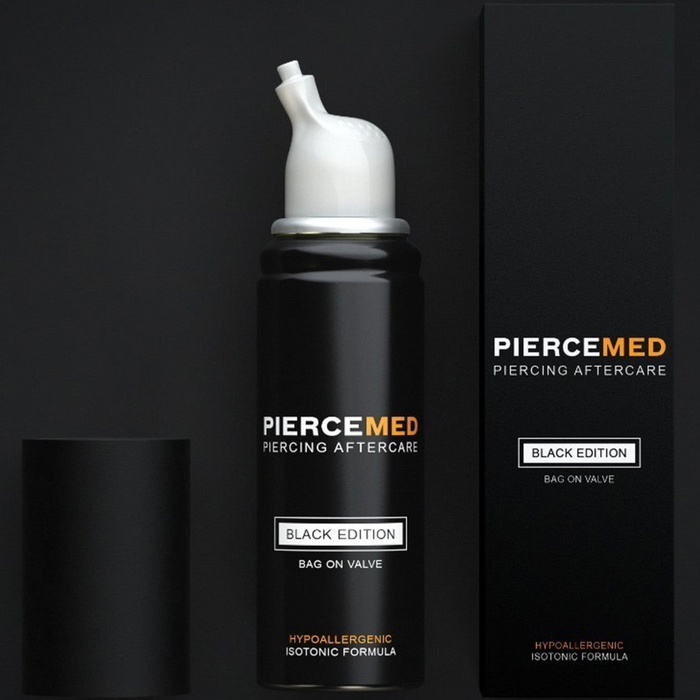 Piercemed Aftercare Sterile Saline Spray Black Edition 80ml