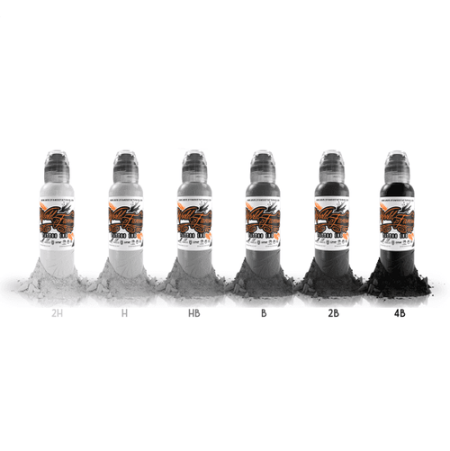 World Famous Poch Monochromatic Tattoo Ink Set 0f 6 (Various Sizes)