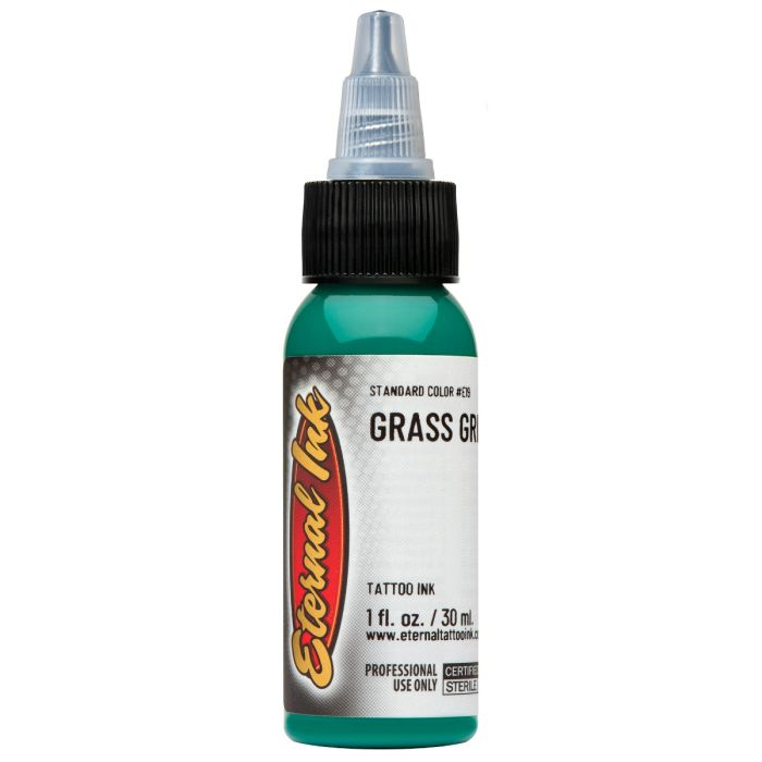 Eternal Ink Grass Green tattoo ink – natural dark green pigment with smooth consistency