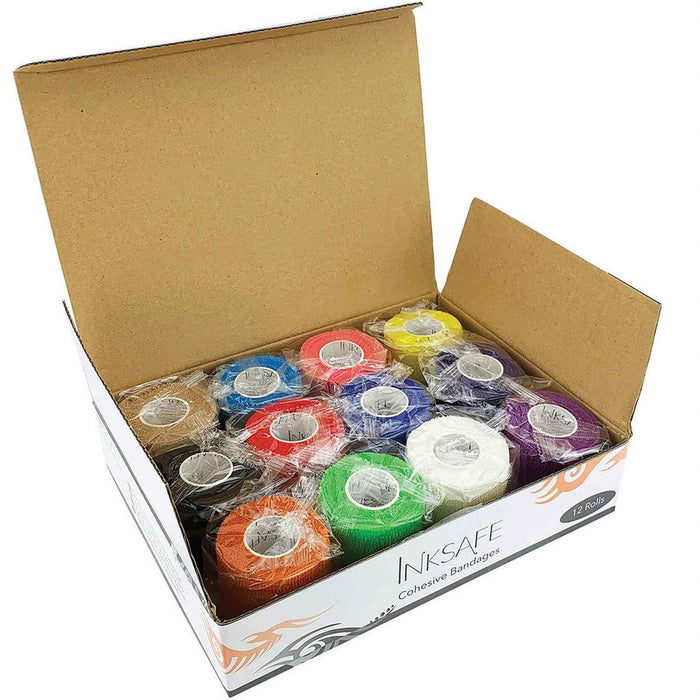 Inksafe Cohesive Bandage - Assorted Colours (Box of 12)