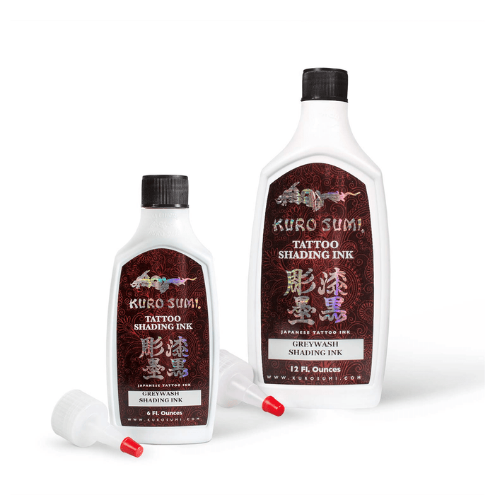 Kuro Sumi Greywash 12oz & 6oz bottles – authentic Japanese tattoo graywash ink
