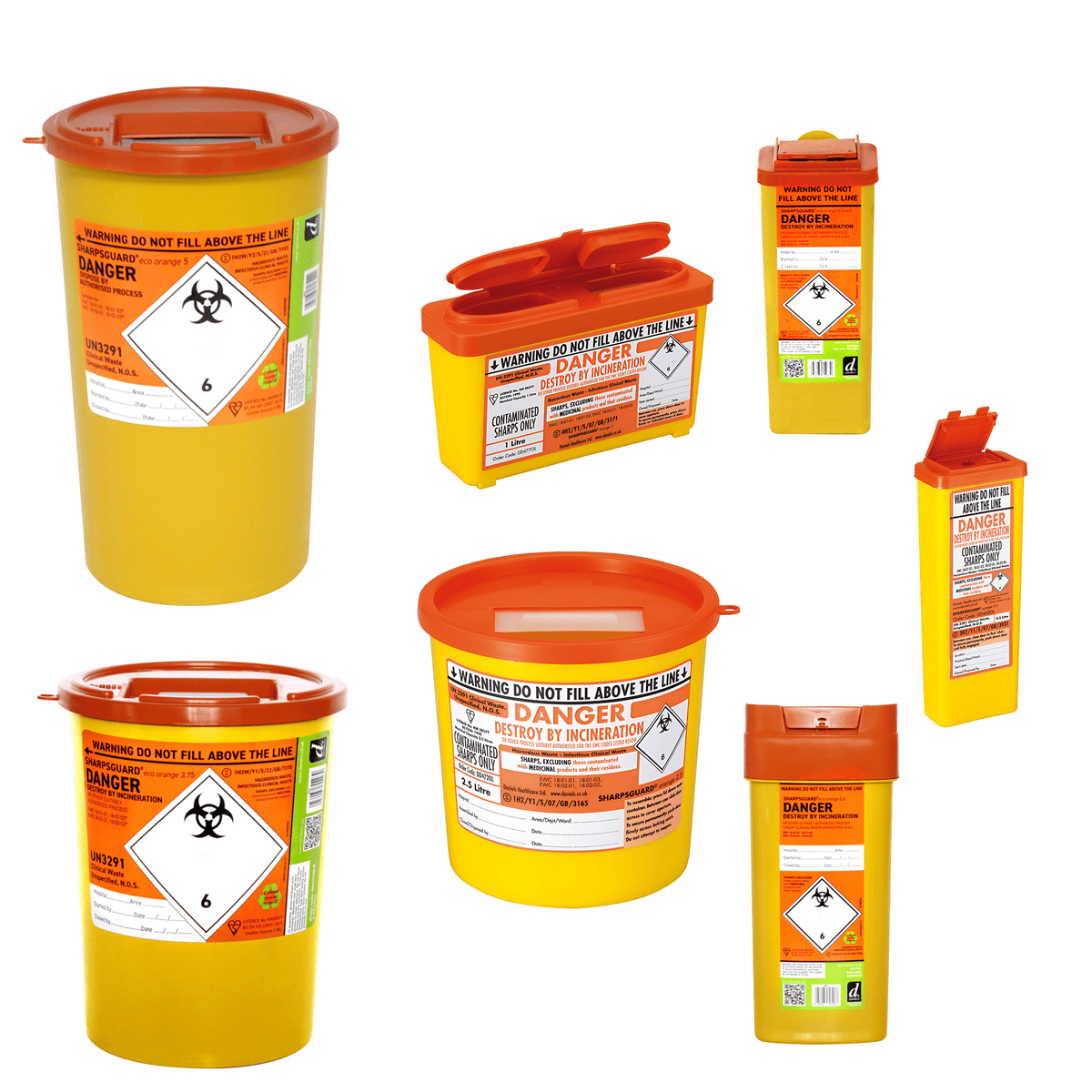 Sharpsguard Orange Sharps Bin (Various Sizes) — Monsters Ink
