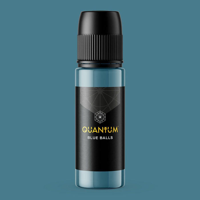 Quantum Blue Balls aqua blue tattoo ink bottle by Quantum Tattoo Inks