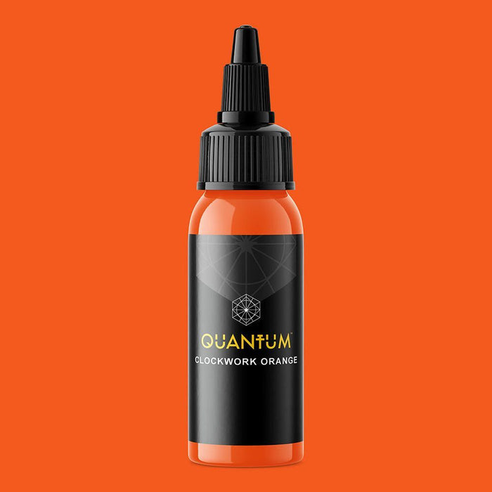 Quantum Clockwork Orange tattoo ink bottle made in the USA, vegan orange pigment for professional tattoo artists
