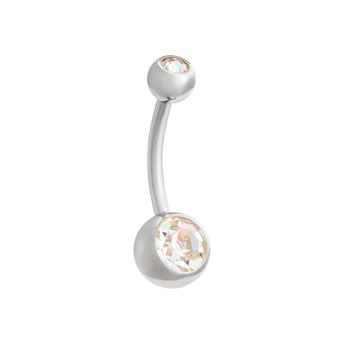 Double Jewelled Titanium Belly Button Ring - Various Colours