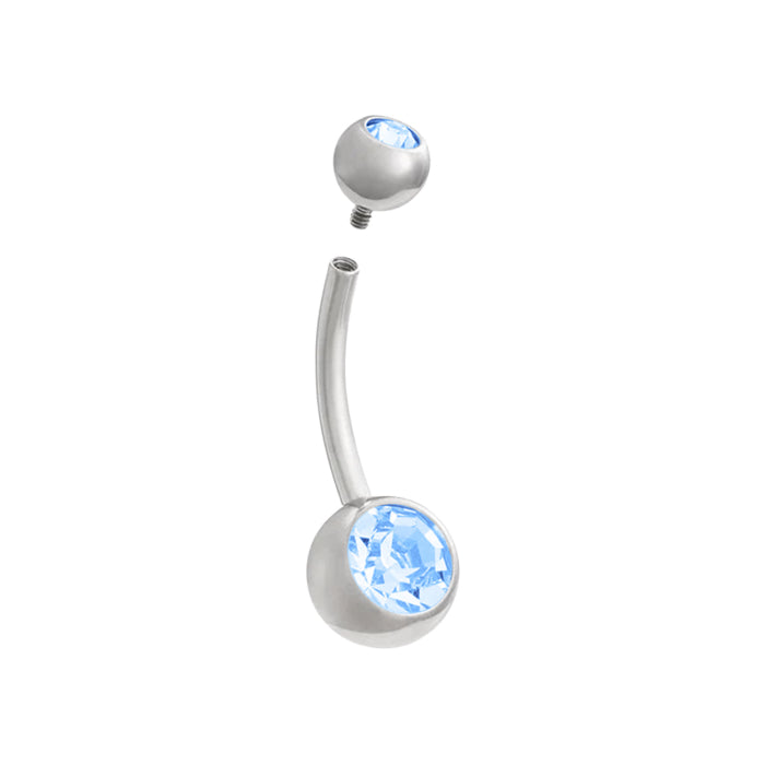 Double Jewelled Titanium Belly Button Ring - Various Colours