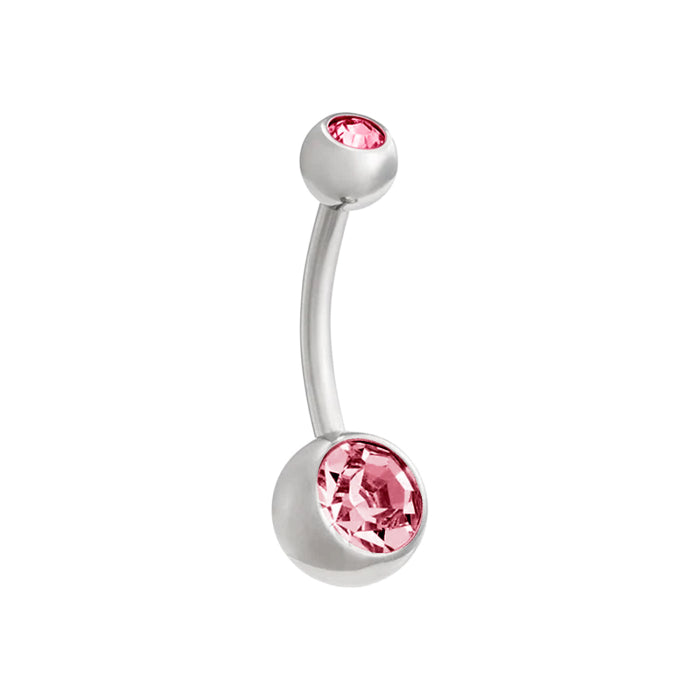 Double Jewelled Titanium Belly Button Ring - Various Colours