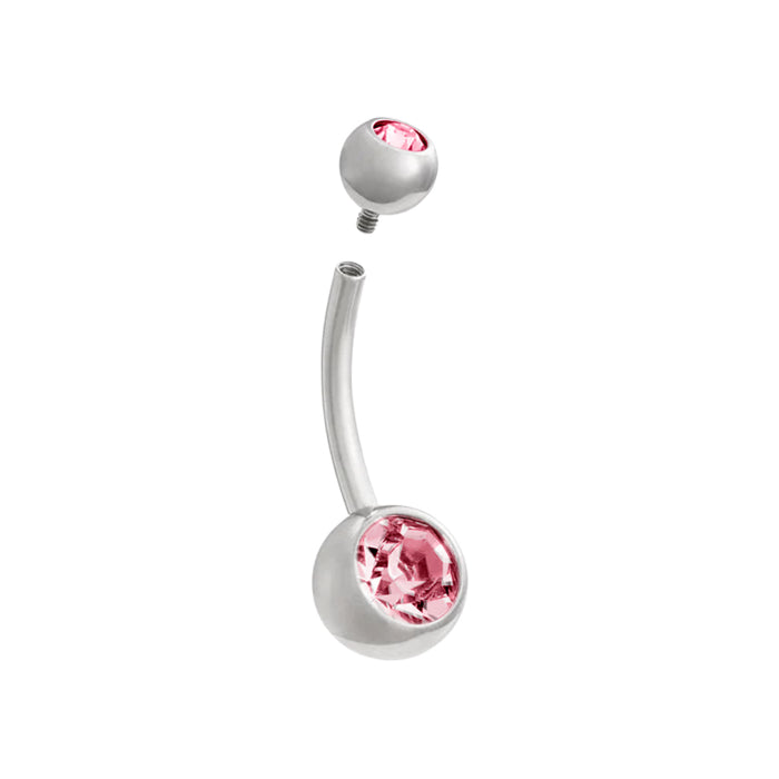 Double Jewelled Titanium Belly Button Ring - Various Colours