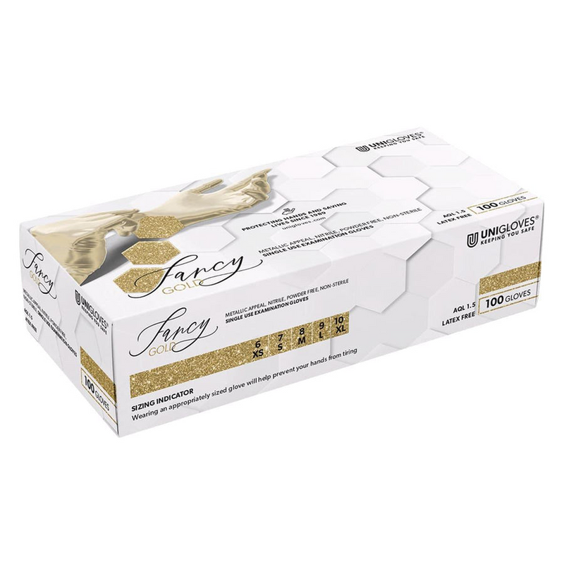 Uniglove Fancy Gold Case of 10 Boxes (Various Sizes)