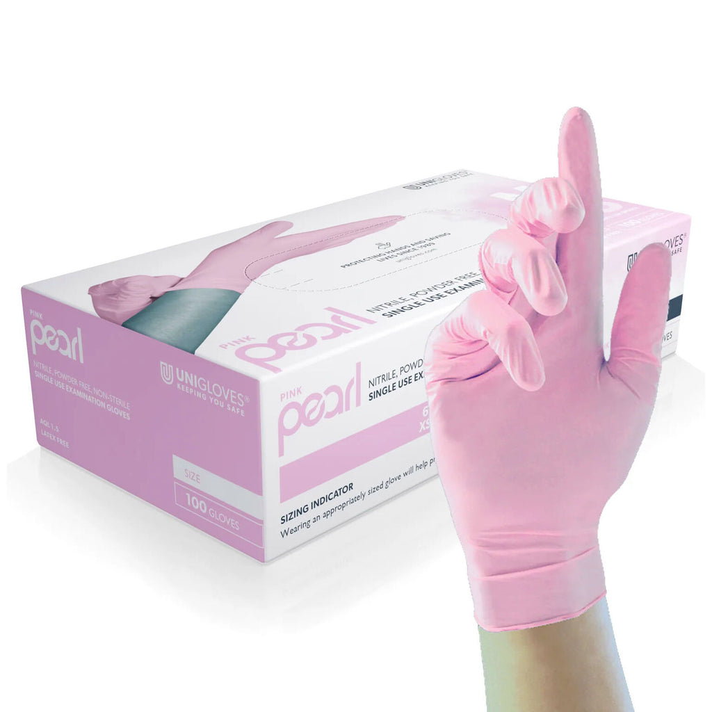 pink pearl handschuhe Unigloves Pink Pearl Nitrile Gloves
