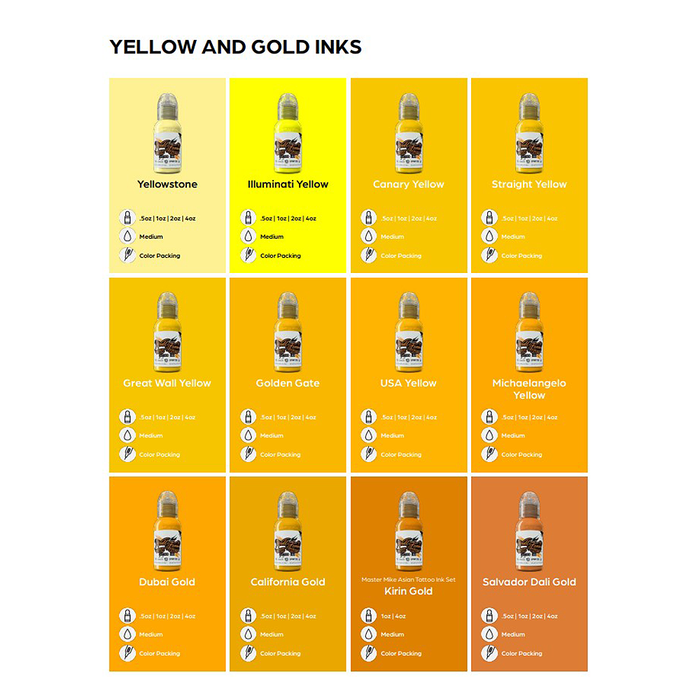 World Famous Canary Yellow Tattoo Ink 30ml (1oz)