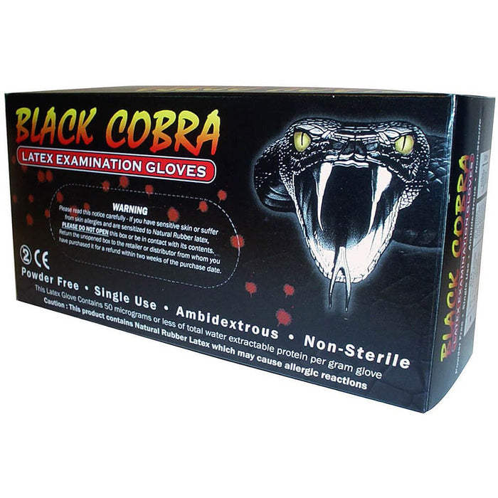 Black Cobra Black Latex Gloves (Box of 100)