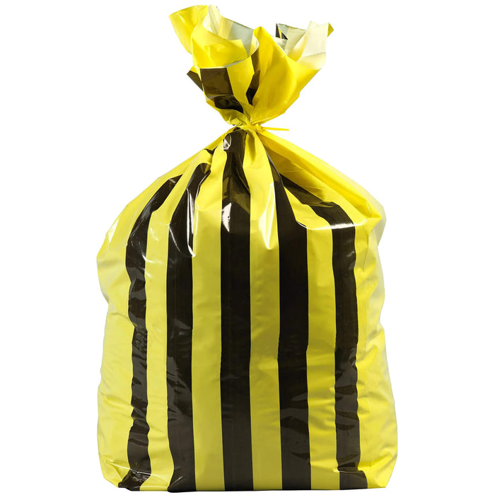 Black and Yellow Tiger Stripe Waste Sacks (50 Bags Per Roll)
