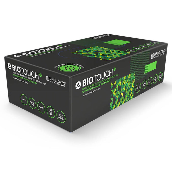 Unigloves Biotouch Black Biodegradable Nitrile Gloves