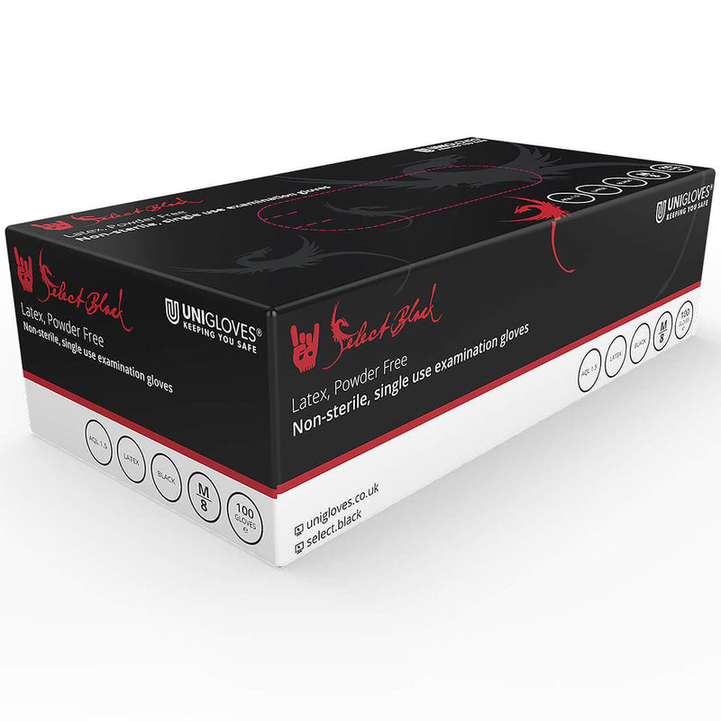 Unigloves Select Black Latex Gloves