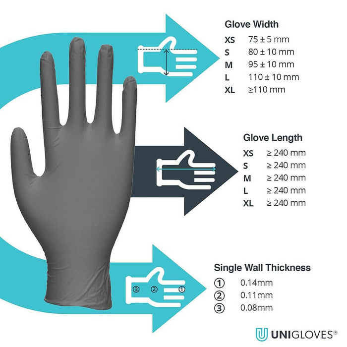 Unigloves Select Black Latex Gloves (Box of 100)