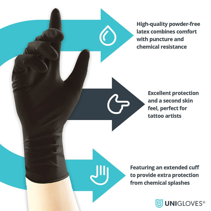 unigloves latex handschuhe Unigloves Select Black Long Cuff Latex Gloves — Monsters Ink